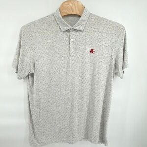 WSU Cougars Tasc Performance Polo Shirt Mens XXL Grey Polka Dot Short Sleeve